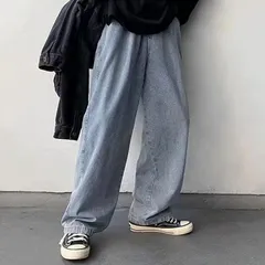 再入荷 デニムパンツ メンズ ジーンズ ストレート デニム ゆったり ハイウエスト ファッション シンプル ポケット付き 体型カバー きれいめ カジュアル ワイドパンツ ロングパンツ 美脚 ストレッチジーパン