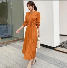 再入荷 プリーツ 長袖 ワンピース プリーツワンピース レディース 春 夏 秋 冬 ロング マキシ ロングワンピース マキシワンピース シャーリング 綺麗 大きいサイズ きれいめ おしゃれ シフォン 通勤 入園式 卒業式