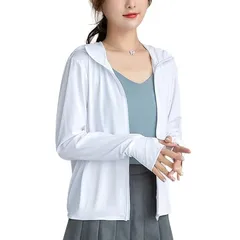 【新品】 [Nesseo] ラッシュガード レディース 長袖 パーカー 水着 ラッシュパーカー オーバーウェア 大きいサイズ 冷感 フード付き 日焼け対策 UPF50+ UVカット 夏服 海 アウター シンプル 2088W-wh-M