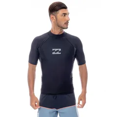 【新品】 [ビラボン] ハイネック半袖ロゴラッシュガード