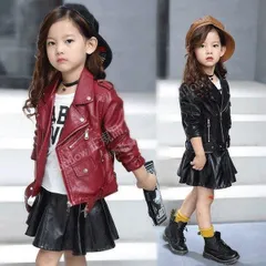 再入荷 クリスマスギフト値下げ子供服 女の子 キッズ レザージャケット アウター 長袖 春秋 革ジャン PUジャケット 春コート ライダースジャケット ジュニア 防寒 お出かけ