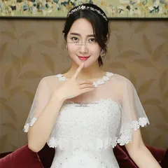 再入荷 ウェディングショール ショール ウェディング 透け感 ホワイト 白 パール 結婚式 花嫁 二次会 パーティー ウェディングフェミニン プリンセス 森ガール