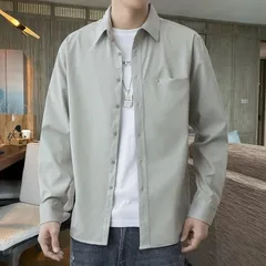 再入荷 メンズ 長袖シャツ カジュアルシャツ 白シャツ 長袖 無地シャツ 春服 トップス お兄系