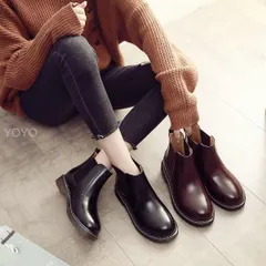 再入荷 サイドゴアブーツレディースショートブーツフラットお嬢様学生大人靴春秋厚底イギリス風革ブーツローヒールハイカットカジュアル