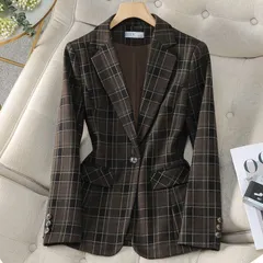 送料無料 チェックジャケット レディース テーラードジャケット 長袖 ジャケット コート スーツ トップス チェック カジュアル シンプル フォーマル 体型カバー 結婚式 お洒落 可愛い 通勤 春 秋 通勤 30代 40代 50代