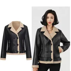 送料無料 ライダースジャケット レディース 厚手 バイクジャケット ショート丈 コート レザージャケット 裏ボア カジュアル 防寒 おしゃれ 暖かい PUコート 秋 冬 アウター フェイクレザー 韓国風