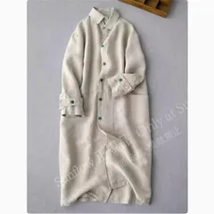 再入荷 アウター ロングコート コットン レディース ストライプ柄 ライトアウター 長袖 大きいサイズ オーバーシルエット 1枚で体型カバーが叶う 着回し力抜群