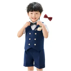 [しあわせ倉庫] キッズスーツ 【半袖６点フルセット】男の子 フォーマル 夏服 子供服 結婚式
