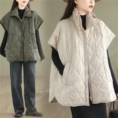 再入荷 ベスト 中綿 レディース トップス レイヤードコーデに 重ね着に 冬服 防寒 無地 ノースリーブジレ アウター ダウン シワになりにくい クルーネック リラックス