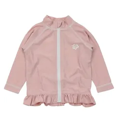 【新品】 ベビー キッズ 長袖 ラッシュガード 水着 無地 カラバリ 女の子 フリル UVカット ピンク 140cm 4097020607PI140 0