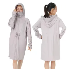 【新品】 [SPRIMM] ラッシュガード レディース 丈長め 顔まで ジップ つば付き 日焼け防止 速乾 通気性 ロング 長袖 UVカット 体型カバー 水着 フード (JP, アルファベット, 5L, ライトパープル)