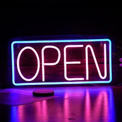 OPENネオンサイン LED オープンネオン看板 調光可能ネオンサイン 店舗の装飾 レストラン 喫茶店 居酒屋 バーUSB/スイッチ 42cm?20cm ピンク＆青 送料無料 3ef4f799