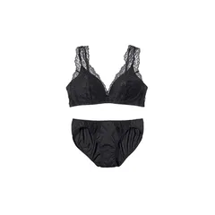 [ピーチ・ジョン] 【 ノンワイヤー 安定感 らくな着け心地 レース バストを包み込む フルカップ 自然なまるみ 】 りらこれレーシィ ブラセット 下着セット レディース 上下セット ブラック BC75