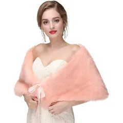 [Muzhilun] フェイクファーラップ レディース ストール ショール 上品ファーショール 厚手 暖かい ストール ファー フェイクファー 秋冬 ファッション 着物 振袖用ドレス用 花嫁 披露宴 プレゼント防寒 (オレンジ)