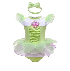 新品 [Dressy Daisy] 幼児 女の子 プリンセスドレス ティンカー ベル 風 ドレス ロンパース カチューシャ付 ハロウィン 誕生日 パーティー 仮装 3～6ヶ月 グリーン