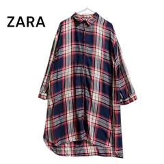 ●棚番号AN-4 ZARA ザラ チェックロングシャツ　Sサイズ シャツワンピース