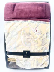 【未使用品】YVESSAINTLAURENT 衿付 ニューマイヤー毛布 140×200cm 新合繊 アクリル100％