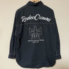 (^w^)b RODEO CROWNS WIDE BOWL ロデオクラウンズワイドボウル カラーステッチロゴシャツ ブラック 黒 刺繍ロゴ 長袖 ルーズシルエット ストリート 羽織り RCWB レディース サイズFREE OM11511YSのサムネイル