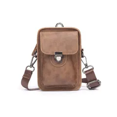 【新着商品】ミニ ミニ ウエストバッグ ポーチ カラビナ付き ベルトループ ショルダーベルト付通学 カラビナポーチ 通勤 サコッシュ ミニバッグ ポシェット4way斜め掛け 紳士用 メンズ 男性用6017 革ミニショルダーバッグ