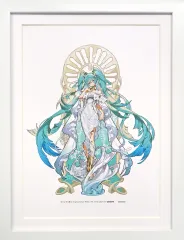 【中古】原画イラストボード 初音ミク feat. Yoneyama Mai 「キャラクター・ボーカル・シリーズ 01 初音ミク」 1/7 プラスチック製塗装済み完成品　米山舞氏描き下ろし複製原画(フレーム付き)