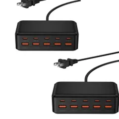 usb コンセント USB充電器 【 合計70W出力・10ポート】 5USB-C+5USB-A 急速充電 ACアダプター スマホ タブレット対応 PD/QC/PPS対応 PSE認証付き デスク充電ステーション コンパクト 旅行/家庭/オフィス用 (ブラックwb