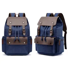 【人気商品】手持ち付き 大容量 キャンバス 通学 バックパック 通勤 スクエアリュック 出張 リュックサック 登山 ビジネスリュック 旅行 メンズ 6048-1 リュック