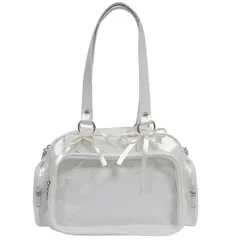 【在庫処分】痛バ いたばっく 痛バ いたば ミニ 推し活 可愛い オタ活 自立 アニメ 2WAY 蝶結び ぬいぐるみ リボン ライブ ショルダーバッグ シルバー トートバッグ レディース 小さめ (ブラック1) 痛バッグ