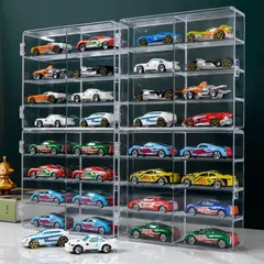 【数量限定】コレクションケース 収納 透明性が高いスチロール樹脂製 ミニカー トミカ収納 （4個×8マス）透明なトミカケース ミニカー トミカケース 1/64収納