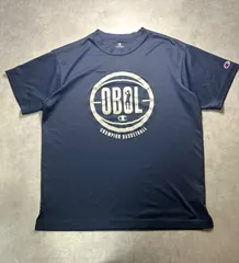 チャンピオン バスケットボール Tシャツ L 紺 ネイビー OBOL プリント Champion 吸汗速乾 練習着 プラクティスシャツ ワンボールワンラブ メンズ 訳あり ほつれあり スポーツウェア トレーニング バスケ 部活 C3-MB323