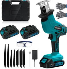 電動鋸 往復鋸 2個電池 鋸 鋸 電動切割機 充電式往復鋸 藍色 WFJ-Aa fc18769a