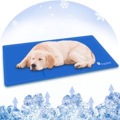 寵物涼感墊 狗 貓 夏季用 涼感凝膠墊 暑熱中暑對策 可水洗 寵物人間兼用冷卻墊 多用途 貓 小中大型犬適用 (L(90*50cm), 純色藍)a ca824e34