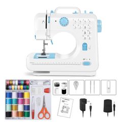 縫紉機 新手入門 電子縫紉機 12種針跡 倒縫功能 雙向供電 日常手工縫紉 附42件縫紉工具組 速度可調 方便攜帶 附日文說明書a 0cbc19d8