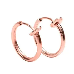 【在庫処分】スプリング バネ式 ユニセックス メンズ 挟むだけ メンズ レディース リング フープ 簡単 セット 2個 両耳 細フープ 装着 イヤリング イヤーカフ フェイクピアス