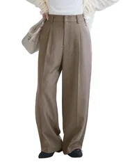 新品 [ロペピクニック] 低身長・小柄さんサイズ レディハンサムシリーズ ウールライクウエストタックセミワイドパンツ ベージュ系(29) M
