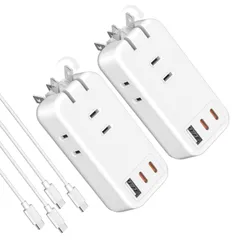 【数量限定】コンセント USB USB-C 30W 急速充電 AC1400W出力 PD iPad Type-C iPhone Xperia USB付き Galaxyなど対応 電源タップ (電源タップ２個セット＋２本USB-Cケーブル付き)