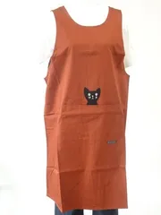 新品 [Atsuko Matano] 人気 ブランド エプロン （マタノ アツコ ） ポケット の 黒 猫 が かわいい エプロン (ハウス ウェア 28301 (ブラウン)のサムネイル