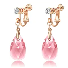 イヤリング レディース 人気 水滴 華奢 オーストリア クリスタル k18金 大人 可愛い 揺れる 金属アレルギー対応 ノンアレルギー 誕生日記念日 へバレンタインのプレゼント (ライトピンク)