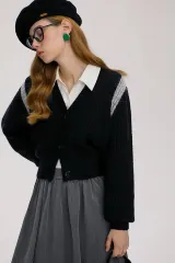 Since Then（シンスゼン） ボニータ バイカラー ニットカーディガン free