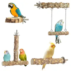 文鳥 セキセイインコ 鳥 鳥 オウム 遊び場 鳥用品 鳥休み台 バランス練習 爪研ぎ ストレス解消 取り付け簡単 止まり木 止まり木 鳥おもちゃ おやすみボード インコ ブランコ 立つ棒 自然木 ケージアクセサリー 4本セット 噛むおもちゃ 爪を磨く