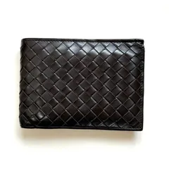 ボッテガヴェネタ　BOTTEGA VENETA 二つ折り財布　イントレチャート　ダークブラウン