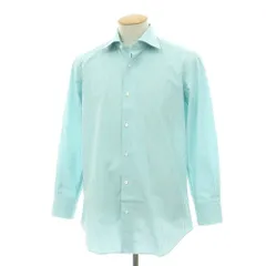 【中古】フライ FRAY コットン チェック セミワイドカラー ドレスシャツ ブルーグリーンxホワイト【サイズ38】【メンズ】のサムネイル