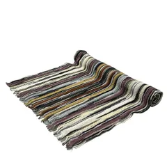 MISSONI(ミッソーニ) ストール(ショール)美品  - アイボリー×パープル×マルチ ストライプ コットン
