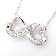TIFFANY&Co.(ティファニー) ネックレス美品  ダブルラヴィングハート インフィニティ K18WG×ダイヤモンド 10Pダイヤ