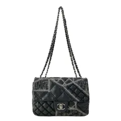 CHANEL(シャネル) ショルダーバッグ シングルフラップマトラッセ 黒×グレー パッチワーク/チェーンショルダー/シルバー金具 ラムスキン
