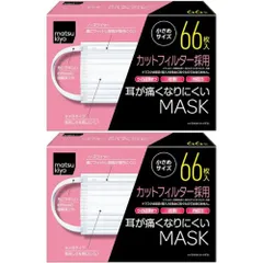 新品 耳が痛くなりにくいマスク 小さめサイズ 不織布 ６６枚 マツキヨ ココカラ限定 オメガタイプ 耳にやさしい ノーズワイヤー x2個セット