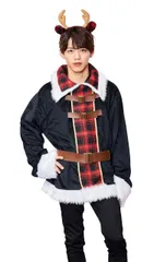 新品 クリアストーン(Clearstone) マニフィックノエル コスプレ クリスマス チェックトナカイ メンズ ブラック