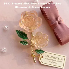 ブローチ 薔薇 ローズ ピンク 2輪 花 華やか ゴールド アンティーク調 上品 1個 パーツ DIY