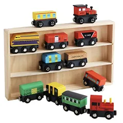 Apricity 木製 電車 セット ミニカー 磁石でくっつく お片付けボックス付 インテリアにもpms 94b1539b