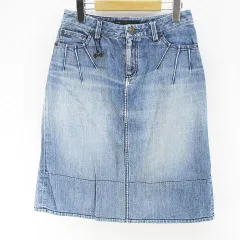 マークバイマークジェイコブス MARC by MARC JACOBS 膝丈 デニムスカート タイトスカート スカート 2 青系 ブルー インディゴ ロゴチャーム スリット