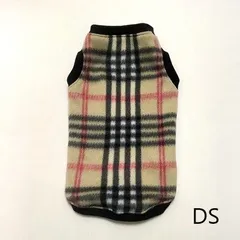 ☆フリース　チェックタンク　ベージュ×黒+赤　ダックスS　犬服☆